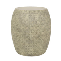 Outdoor End Table, Antique Yellow Faux Concrete, Round 18 Inch - BM324087