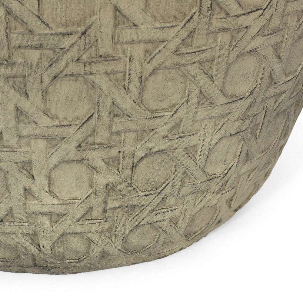 Outdoor End Table, Antique Yellow Faux Concrete, Round 18 Inch - BM324087