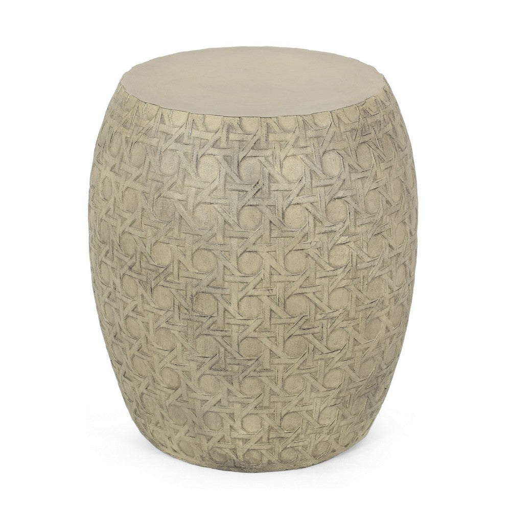 Outdoor End Table, Antique Yellow Faux Concrete, Round 18 Inch - BM324087