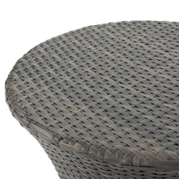Loco Outdoor Side Table, Hourglass Shape, Round 20 Inch, Gray Rattan - BM324089