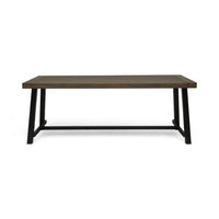 Leslee Outdoor Dining Table, Brown Top, Black Wood Rectangular 79 Inch - BM324092