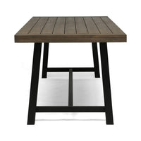 Leslee Outdoor Dining Table, Brown Top, Black Wood Rectangular 79 Inch - BM324092