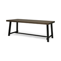 Leslee Outdoor Dining Table, Brown Top, Black Wood Rectangular 79 Inch - BM324092