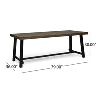 Leslee Outdoor Dining Table, Brown Top, Black Wood Rectangular 79 Inch - BM324092