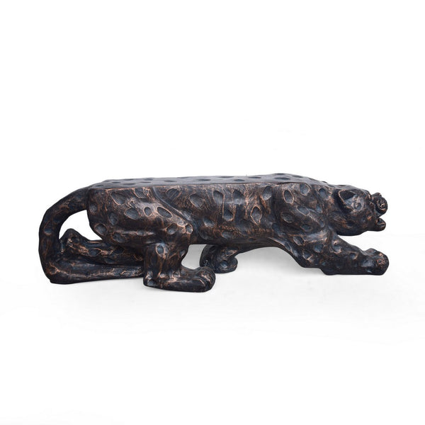 Outdoor Garden Bench, Leopard Faux Concrete, Copper Finish, 52 Inch - BM324096