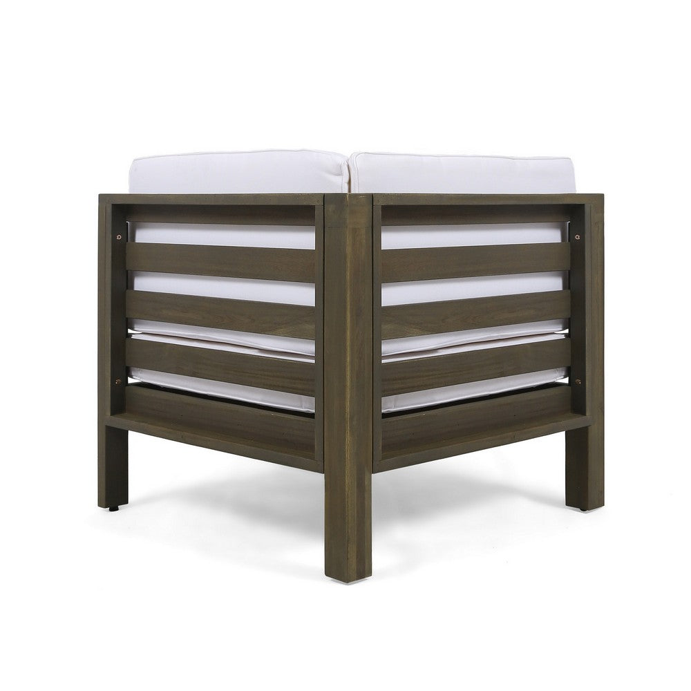 Lizzie Outdoor Corner Chair, Cross Back, White Fabric, Dark Gray Wood - BM324101