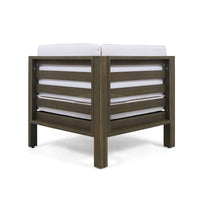 Lizzie Outdoor Corner Chair, Cross Back, White Fabric, Dark Gray Wood - BM324101