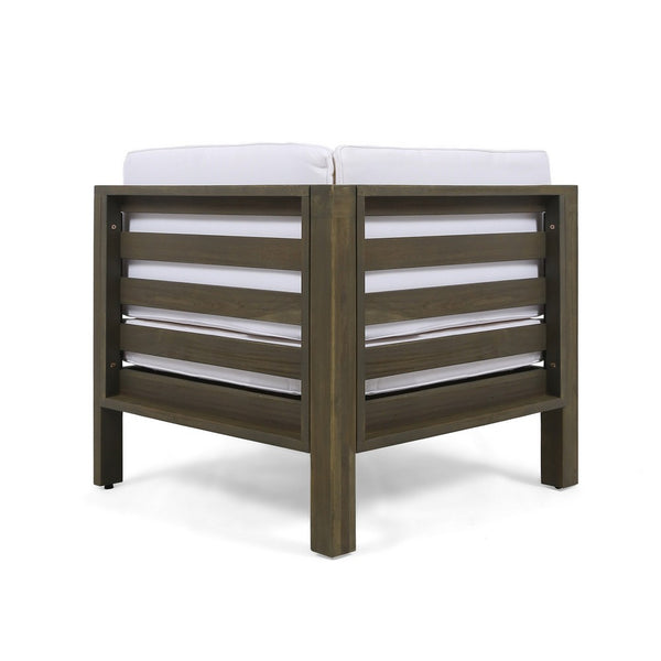 Lizzie Outdoor Corner Chair, Cross Back, White Fabric, Dark Gray Wood - BM324101