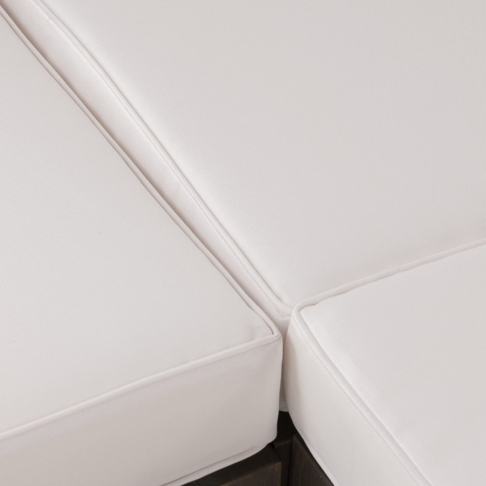 Lizzie Outdoor Corner Chair, Cross Back, White Fabric, Dark Gray Wood - BM324101