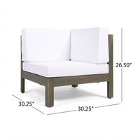 Lizzie Outdoor Corner Chair, Cross Back, White Fabric, Dark Gray Wood - BM324101