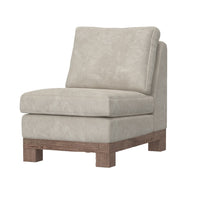 Sama Modular Armless Chair, Decor Pillow, White, Brown Pine Wood -BM324109