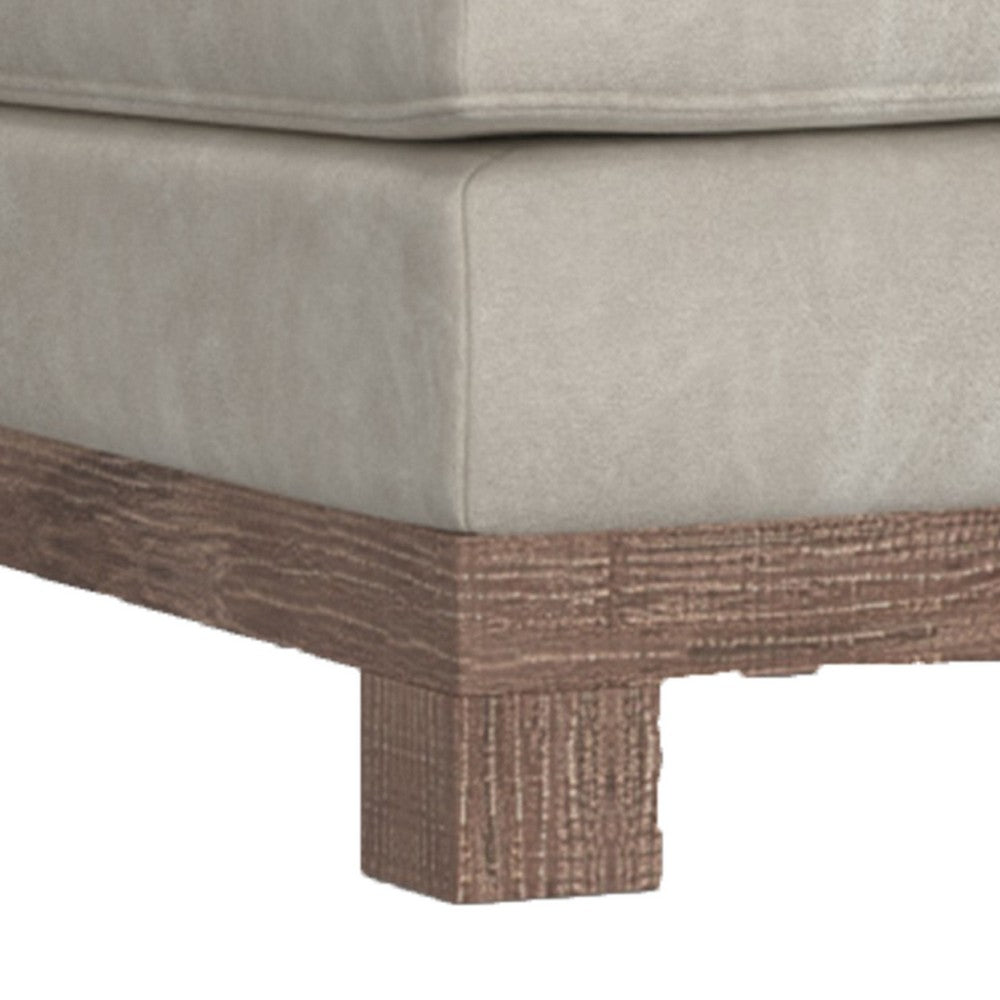 Sama Modular Armless Chair, Decor Pillow, White, Brown Pine Wood -BM324109