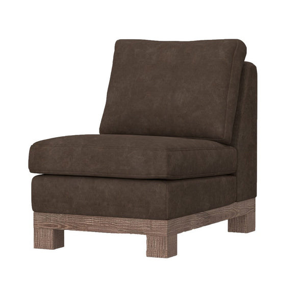 Sama Modular Armless Chair, Decor Pillow, Rich Brown Pine Wood -BM324110
