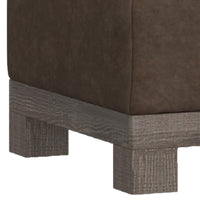 Sama Ottoman with Block Feet, 28 Inch Square Solid Wood, Brown Fabric -BM324118