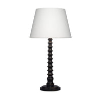 Dio 31 Inch Table Lamp, White Slub Drum Shade, Black Turned Wood Base -BM324126