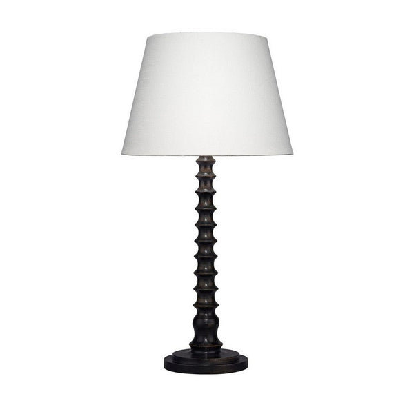 Dio 31 Inch Table Lamp, White Slub Drum Shade, Black Turned Wood Base -BM324126