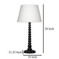 Dio 31 Inch Table Lamp, White Slub Drum Shade, Black Turned Wood Base -BM324126