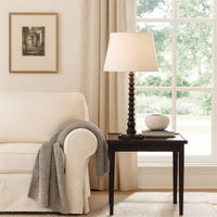 Dio 31 Inch Table Lamp, White Slub Drum Shade, Black Turned Wood Base -BM324126