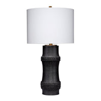 Lemy 28 Inch Table Lamp, White Linen Drum Shade, Dotted Black Base -BM324127
