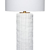 Mena 28 Inch Table Lamp, Round Drum Shade, Grid Pattern White Base -BM324129