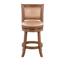 Haley Swivel Barstool Chair, Brown Faux Leather, Wire Brush Finish  -BM324179