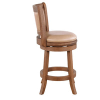 Haley Swivel Barstool Chair, Brown Faux Leather, Wire Brush Finish  -BM324179