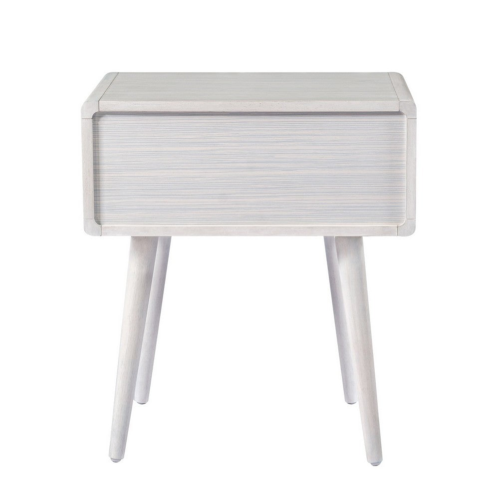 Camy Side End Table, Natural Brown Cane Woven Drawer, White 22 Inch -BM324181