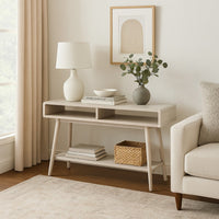 Camy Sofa Console Table, 2 Open Cubbies, 1 Lower Shelf, White 48 Inch -BM324182