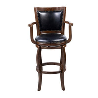 Hugo Swivel Barstool Chair, Black Faux Leather, 34 Inch Extra Tall -BM324183
