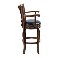 Hugo Swivel Barstool Chair, Black Faux Leather, 34 Inch Extra Tall -BM324183