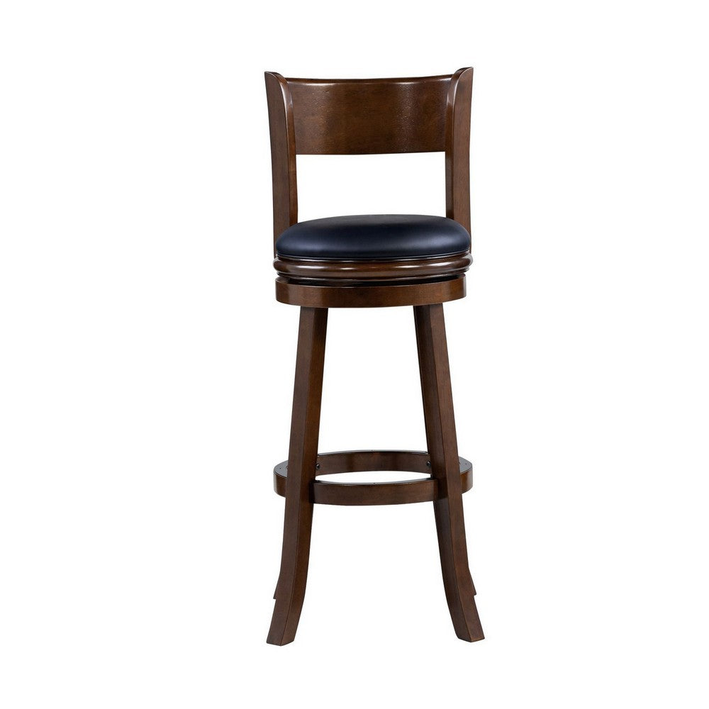 Milo Swivel Barstool Chair, Black Faux Leather, 34 Inch Extra Tall -BM324184