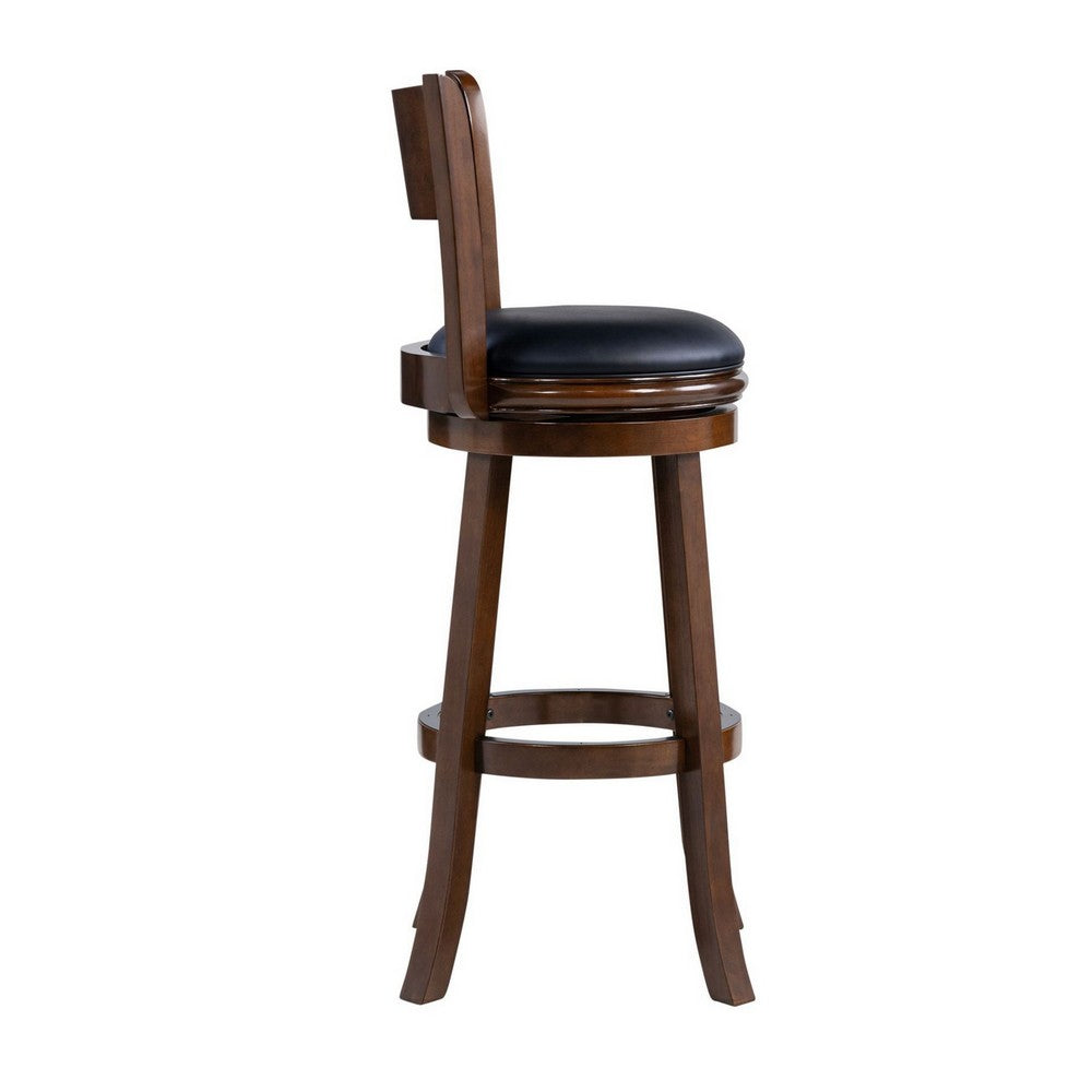 Milo Swivel Barstool Chair, Black Faux Leather, 34 Inch Extra Tall -BM324184