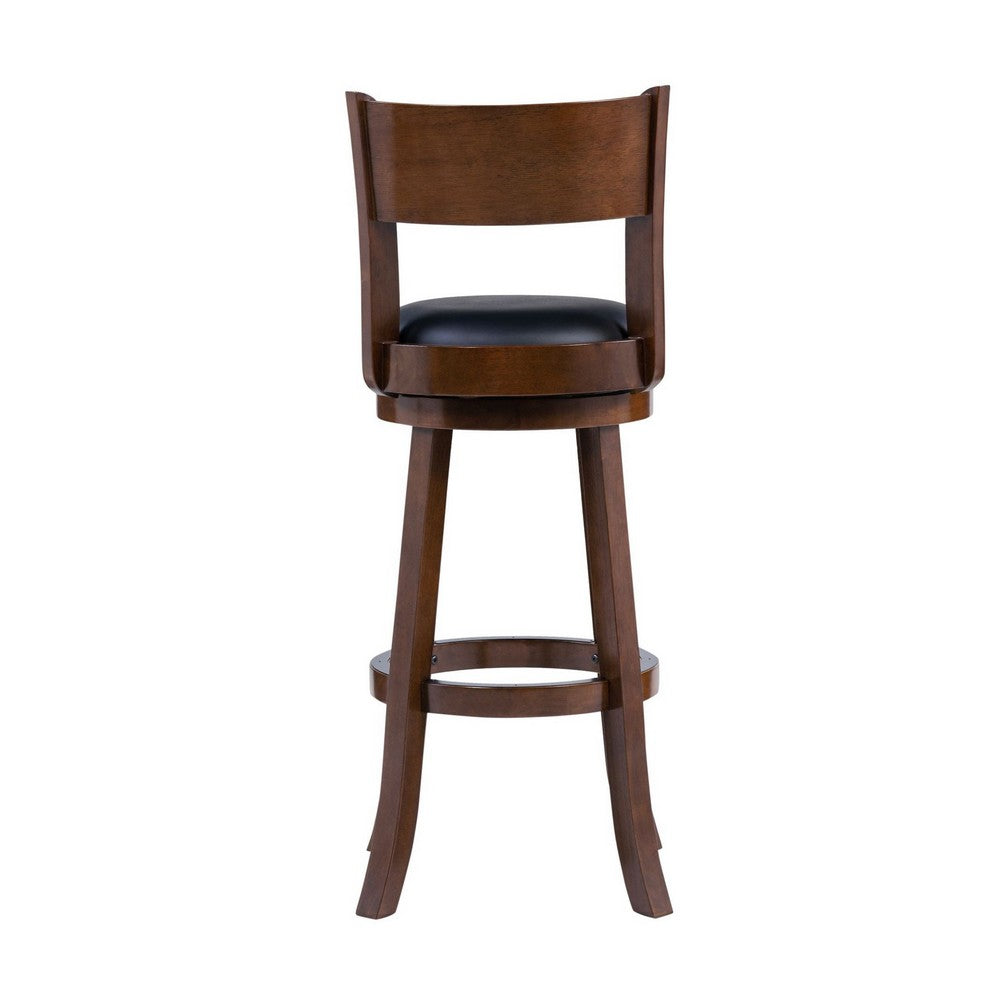 Milo Swivel Barstool Chair, Black Faux Leather, 34 Inch Extra Tall -BM324184