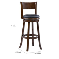 Milo Swivel Barstool Chair, Black Faux Leather, 34 Inch Extra Tall -BM324184