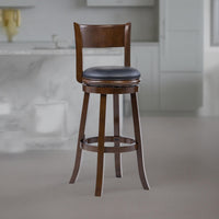 Milo Swivel Barstool Chair, Black Faux Leather, 34 Inch Extra Tall -BM324184