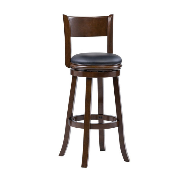 Milo Swivel Barstool Chair, Black Faux Leather, 34 Inch Extra Tall -BM324184