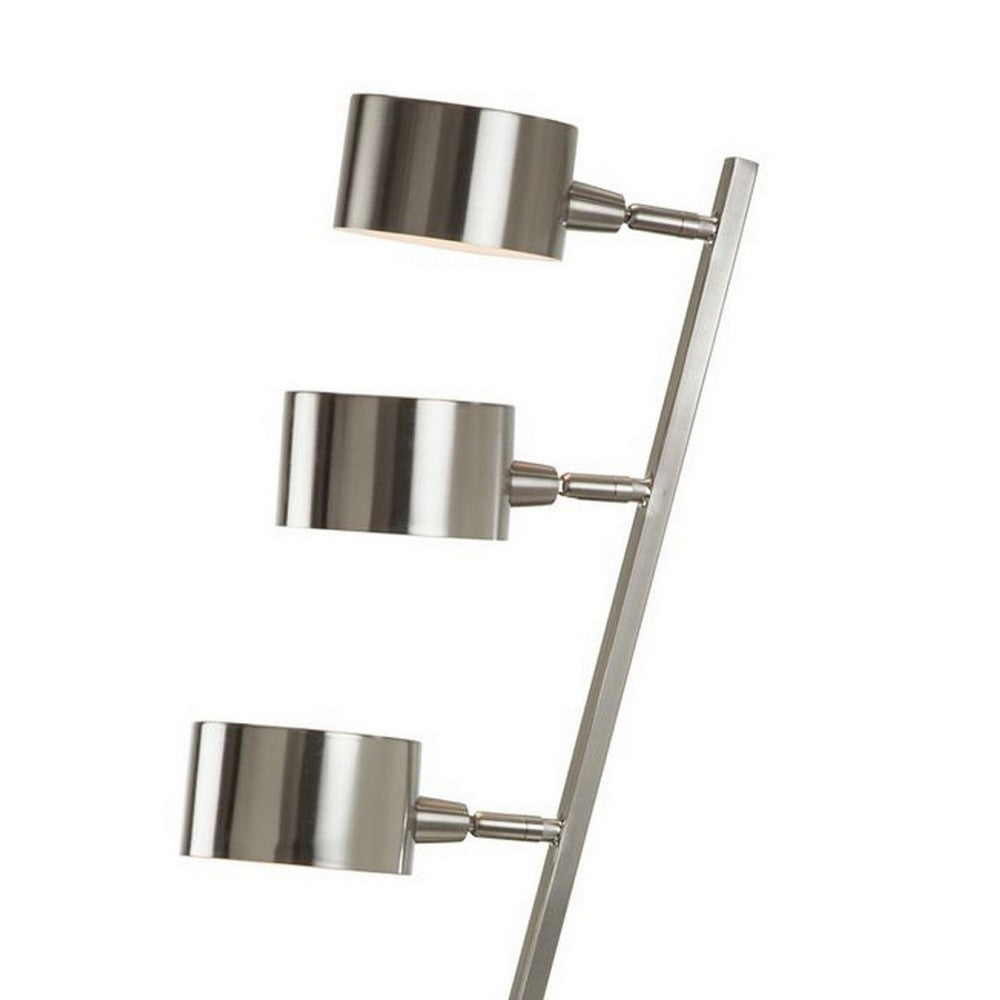 30 Inch Table Lamp, Stackable 3 Task Light Metal Shades, Nickel Silver -BM324186