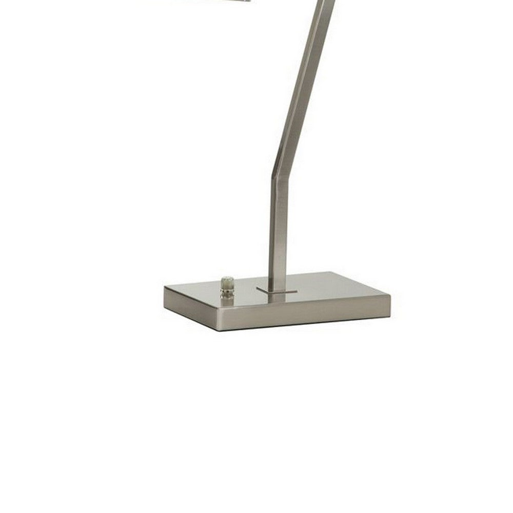 30 Inch Table Lamp, Stackable 3 Task Light Metal Shades, Nickel Silver -BM324186