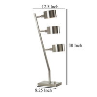 30 Inch Table Lamp, Stackable 3 Task Light Metal Shades, Nickel Silver -BM324186