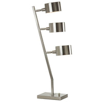 30 Inch Table Lamp, Stackable 3 Task Light Metal Shades, Nickel Silver