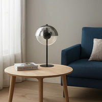 24 Inch Table Lamp, Accent Round Orb Glass Metal Shade, Black -BM324188