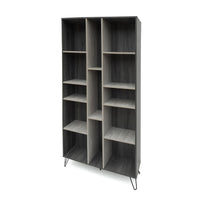 Accent Bookcase Cabinet, Cube Decor Shelves, Gray, Taupe, and Black - BM324190