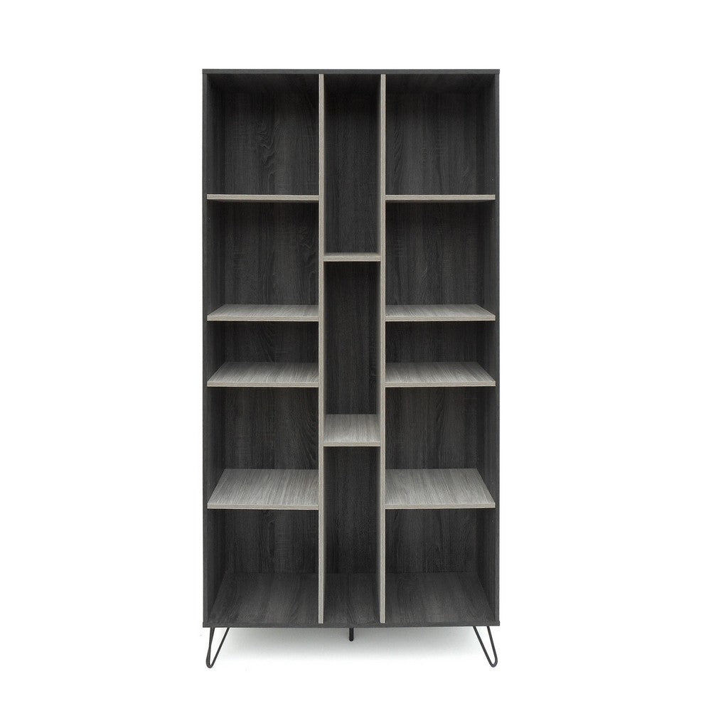 Accent Bookcase Cabinet, Cube Decor Shelves, Gray, Taupe, and Black - BM324190