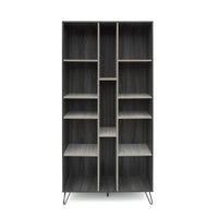 Accent Bookcase Cabinet, Cube Decor Shelves, Gray, Taupe, and Black - BM324190