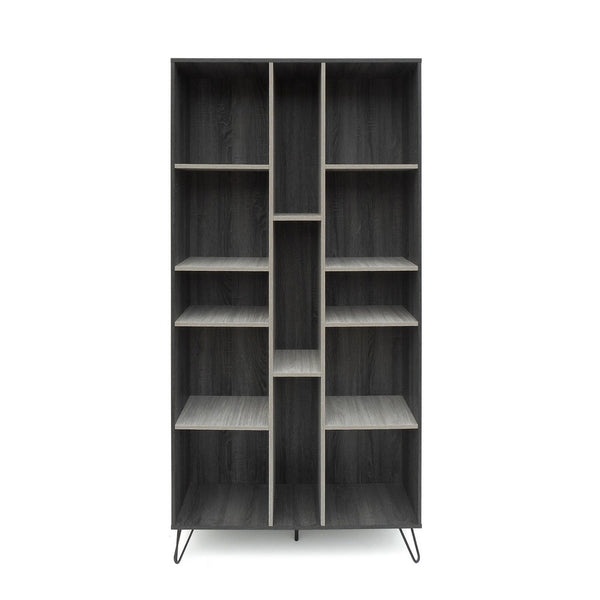 Accent Bookcase Cabinet, Cube Decor Shelves, Gray, Taupe, and Black - BM324190