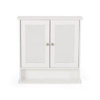 Wall Mount Bathroom Cabinet, 2 Mirror Doors, Open Shelf, White Chrome - BM324191