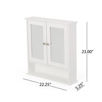 Wall Mount Bathroom Cabinet, 2 Mirror Doors, Open Shelf, White Chrome - BM324191