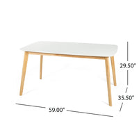Dining Table, 59 Inch Rectangular Faux Wood White, Brown Splayed Legs - BM324193