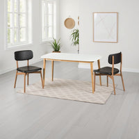 Dining Table, 59 Inch Rectangular Faux Wood White, Brown Splayed Legs - BM324193
