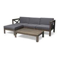 Liom 5pc Outdoor Sectional Sofa Set w Ottoman, Coffee Table, Gray  - BM324219